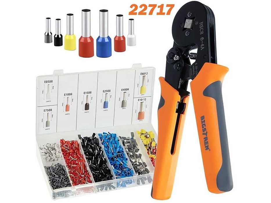 Клещи за кримпване, 170 мм, 0.25-10 кв.мм, BIGSTREN, с 1200 обувки