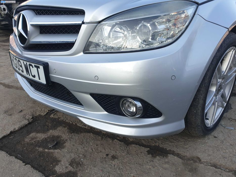 Bara Spoiler Fata AMG Completa FARA  Grila cu Emblema Mercedes Clasa C Class W204 NFL Non Facelift 2007 - 2011 Culoare Argintiu [K1585] [K1535]