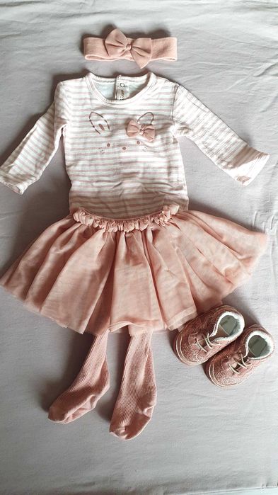 Set Mayoral - body + fustita + pantofi - 6 -9 luni