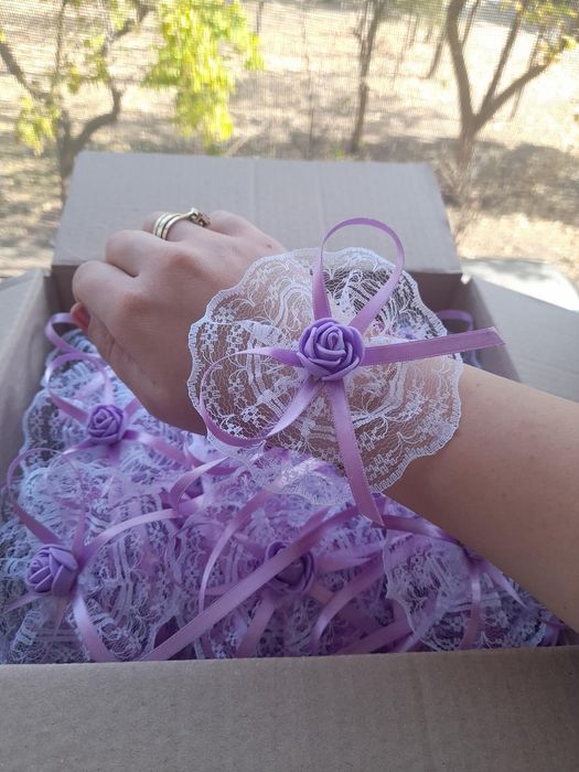 Сватбени гривни с тюл и перли