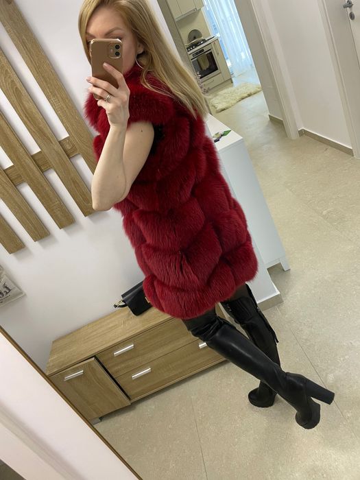 vestă de blană de vulpe arctică