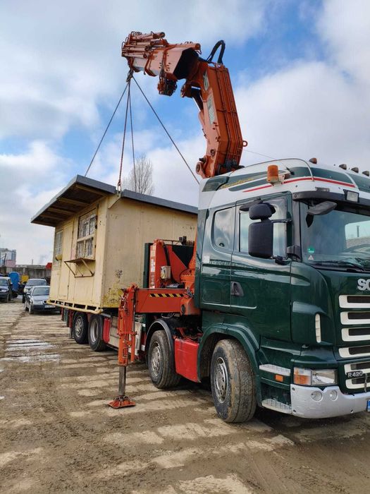 Servicii transport marfuri generale, camion cu macara