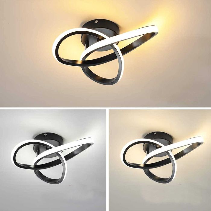 Lampă de tavan LED neagră, 12W reglabilă în 3 culori