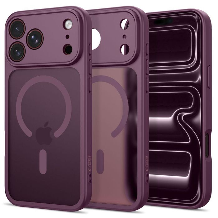 Матов Магнитен Калъф с MagSafe Tech-Protect BasicMag за iPhone 18 Pro / 17 Pro – Dark Cherry / Burgundy