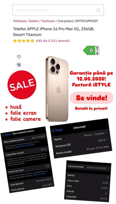 iPhone 16 PRO MAX - Desert Titanium - 256 gb