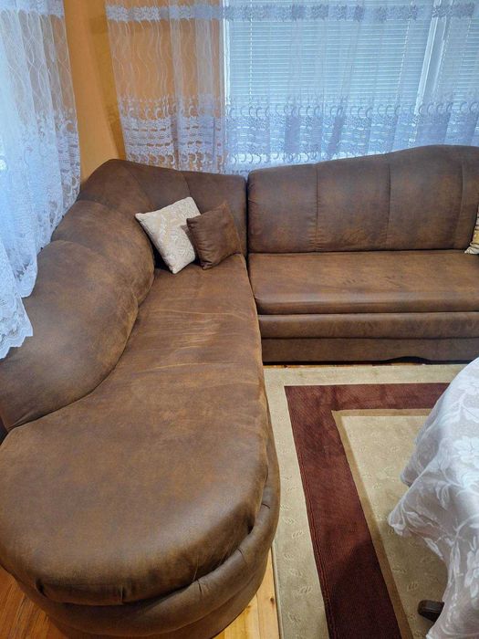 Разтегателен ъглов диван + 1 фотьойл