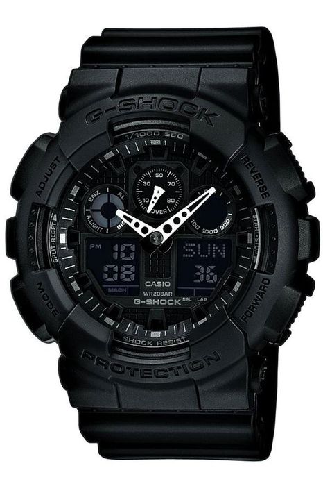 Мъжки часовник Casio G-SHOCK GA-100, черен, червен, внос от Германия