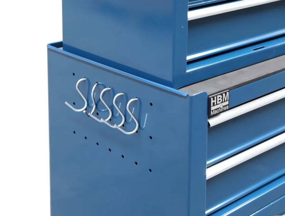 Dulap metalic premium pentru scule, 2 piese, 6 sertare si 2 usi, albas