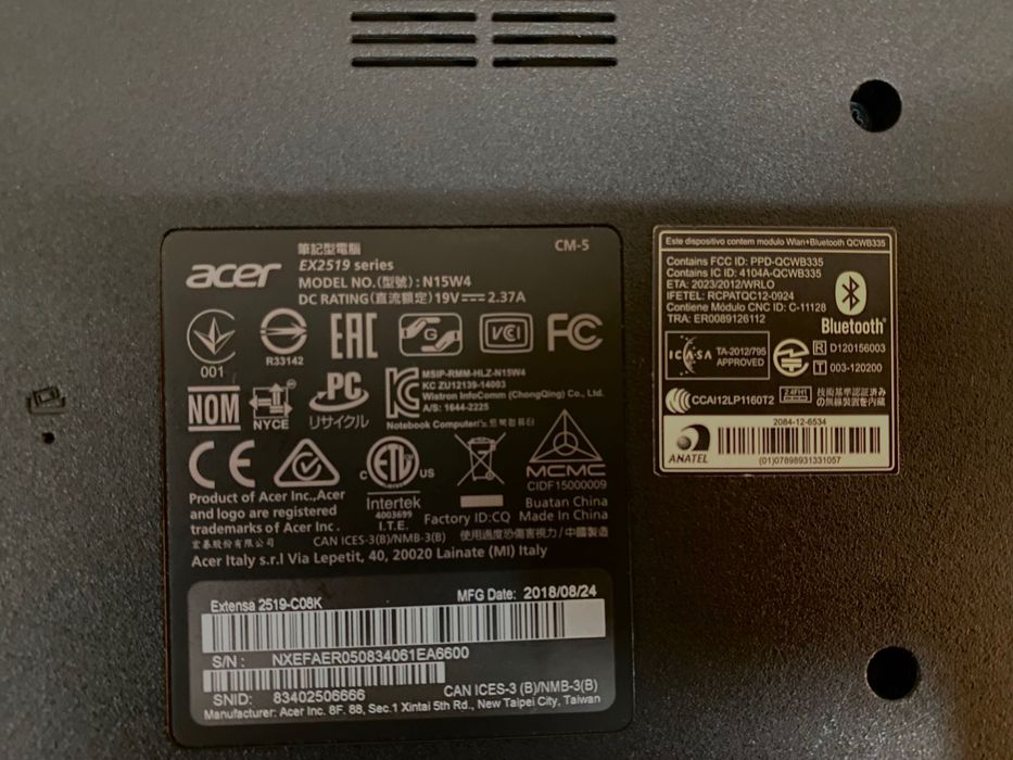 Laptop ACER EX2519 series 
Model:N15W4