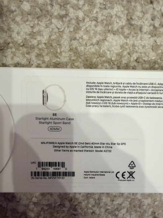 Apple watch se generatia 2 starlight