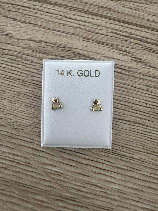 Cercei copii Ursuleti aur galben 14k