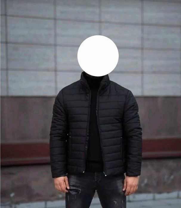 Geaca subțire sezonier negru pentru bărbați