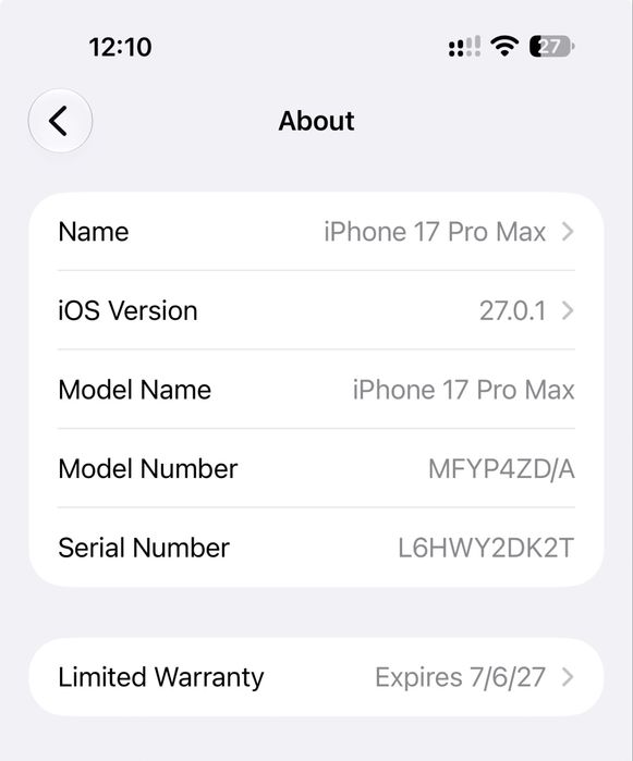 iPhone 17 pro max 256gb
