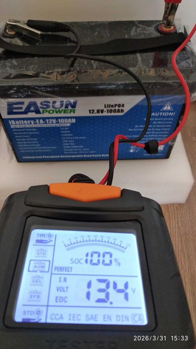 Baterie EASUN 100Ah 12V IR=3mΩ, ZERO Cicluri + CHARGER LIITOKALA 20A