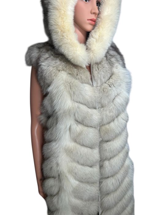 Руски дълъг елек от дива лисица, 100% кожа, отлично състояние,S размер