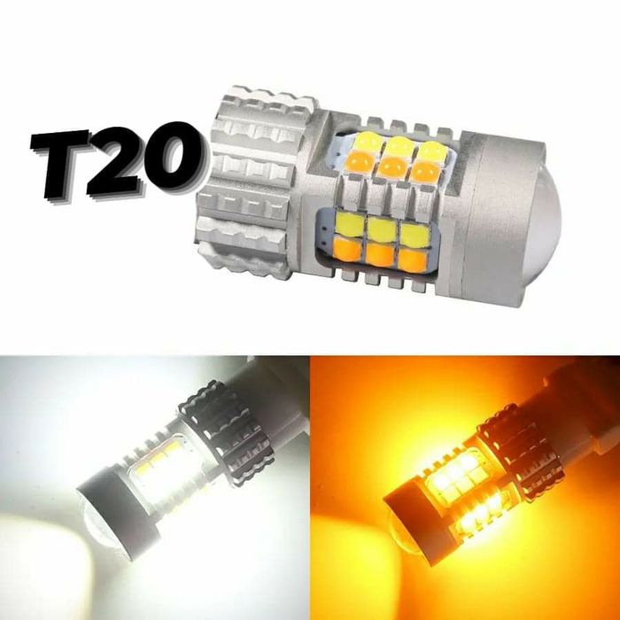 Bec auto cu Doua Nuante Pe LED T20-W21/5W-7443 Semnalizare/Poziții