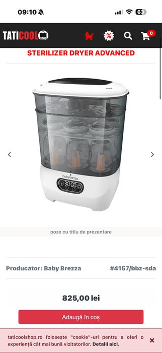 Baby Brezza Sterilizer Dryer Advanced – capacitate mare, design modular, ucide 99,9% din germeni