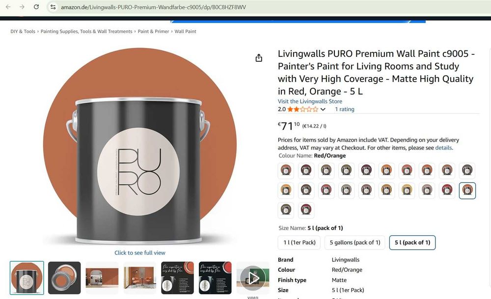 Vopsea de perete Premium Livingwalls PURO c9005