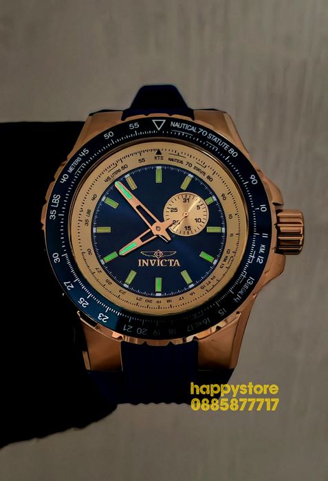 INVICTA Aviator Blue/Gold 50 mm, Инвикта нов ръчен часовник