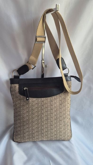 Geanta Pollini piele naturala+canvas original