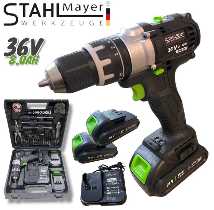 Акумулаторен Винтоверт и Гедоре 108 части STAHLМAYER 36V 8,0AH