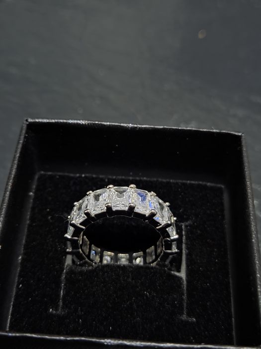 Inel strălucitor, placat cu aur alb, 14K