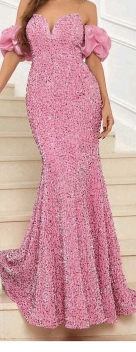 Дамска официална рокля – розова с пайети. Размер S/M