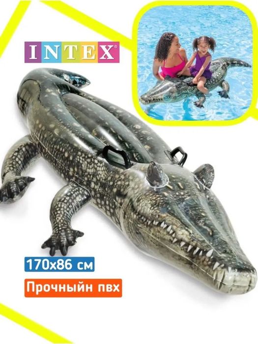 Матрас для плавания детский надувной крокодил плот.