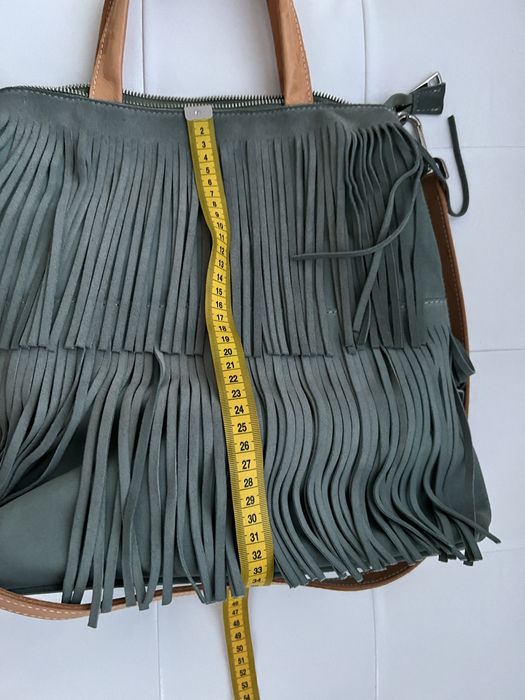 Чанта естествен велур и кожа