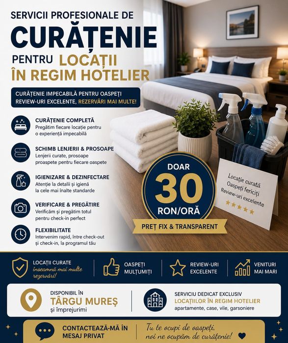 Servicii curățenie regim hotelier