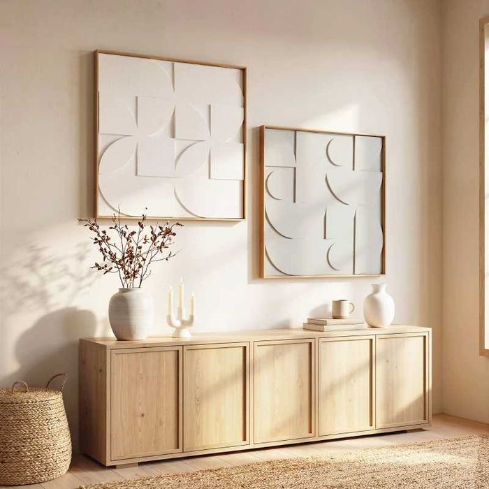 HOMCOM 3D стенен декор, комплект от 2, геометричен,  80 x 3,5 x 80 см