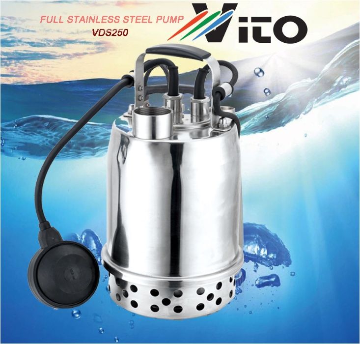 250W Потопяема Дренажна помпа - Изцяло от Неръждаема стомана AISI 304