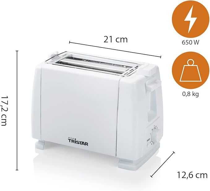 Компактен Тостер за Хляб с 2 Слота за Филии Tristar BR-1009, 750 W