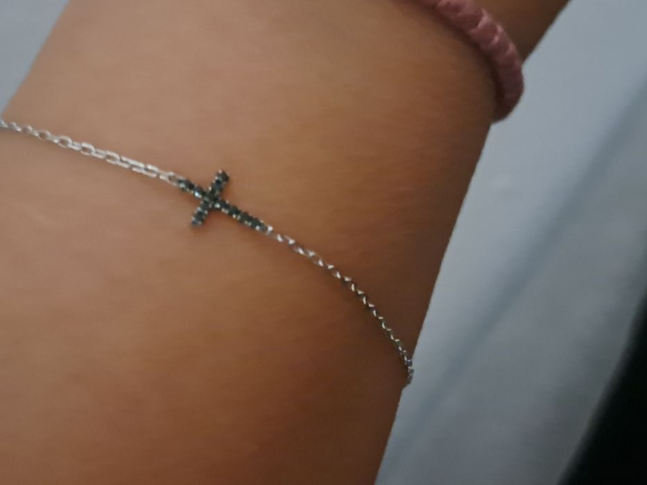 Bratara aur alb 14 k cu diamante negre de 0.06ct,Teilor
