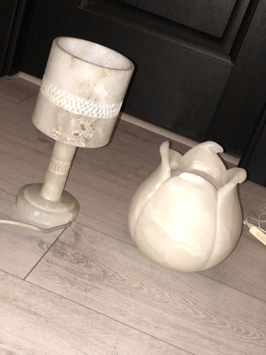 Mid Century  Superbe 2 Lampa de masa alabastru/ marmura