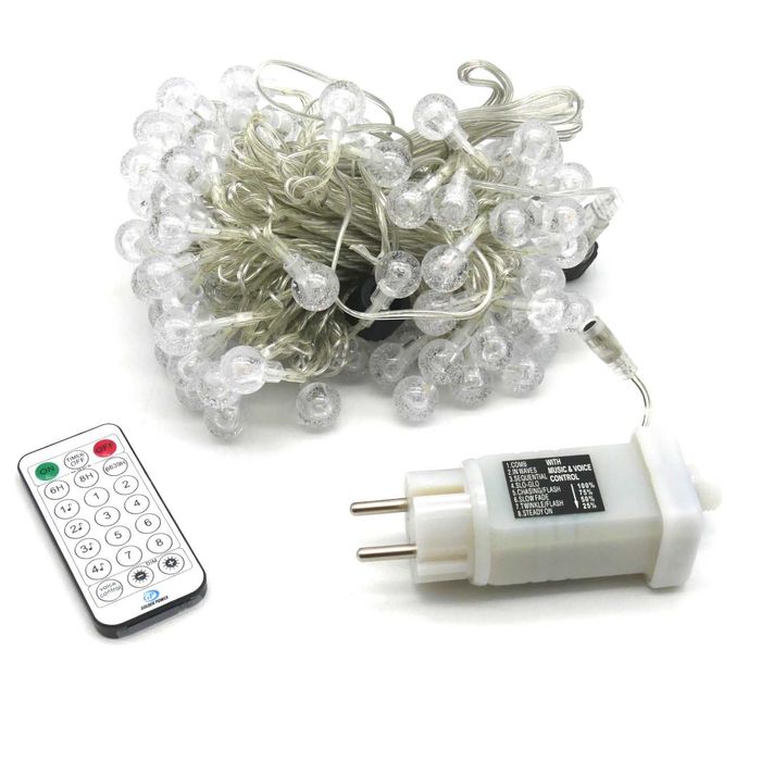 ЛЕД светлинна верига 15 метра с дистанционно на ток, външни