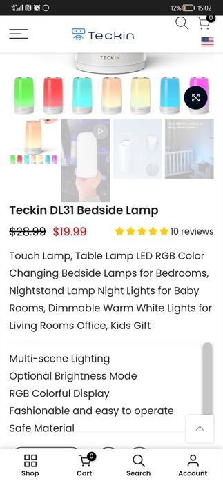 Настолна лампа LED RGB нощна лампа Teckin DL31