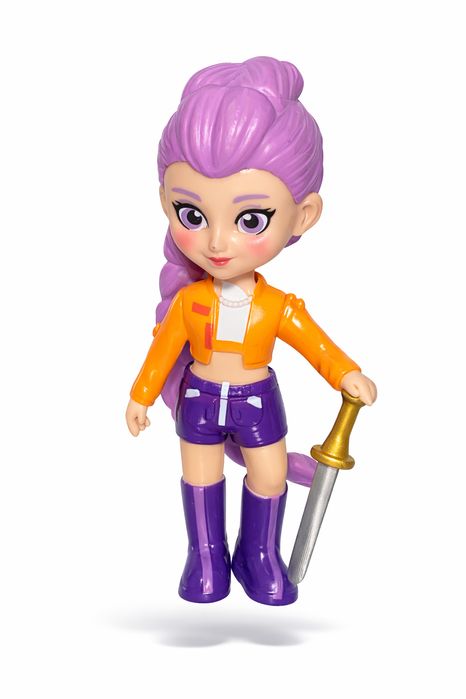 Figurina in cutie - Kpop Demon Hunters Rumi costum mov 10 cm