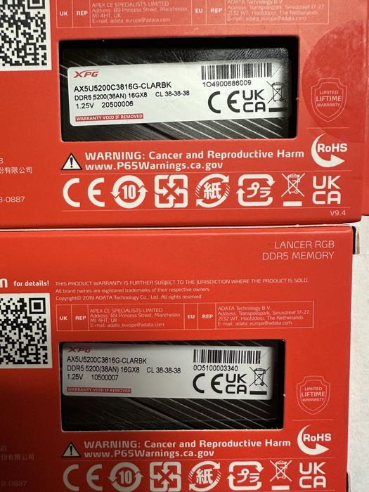 DDR5 32gb (2x16) XPG Lancer rgb рам памет - нова