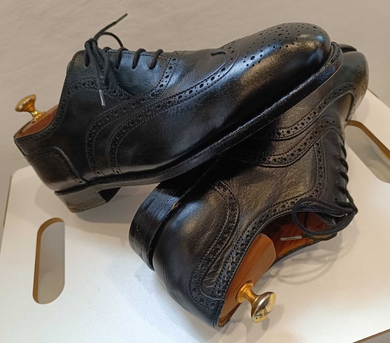 Pantofi oxford de lux 43 lucrati manual ShoePasssion piele naturala