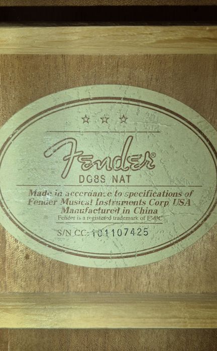 Fender DG-8S NAT Акустическая гитара