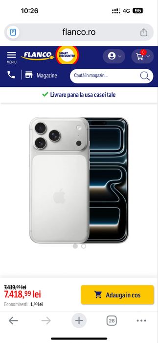 iPhone 17 Pro Max, 256GB, Silver, sigilat