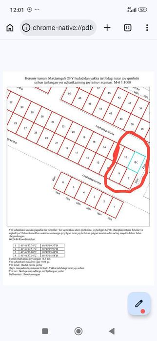 Maxtumquli OFYda joy õrin sotiladi