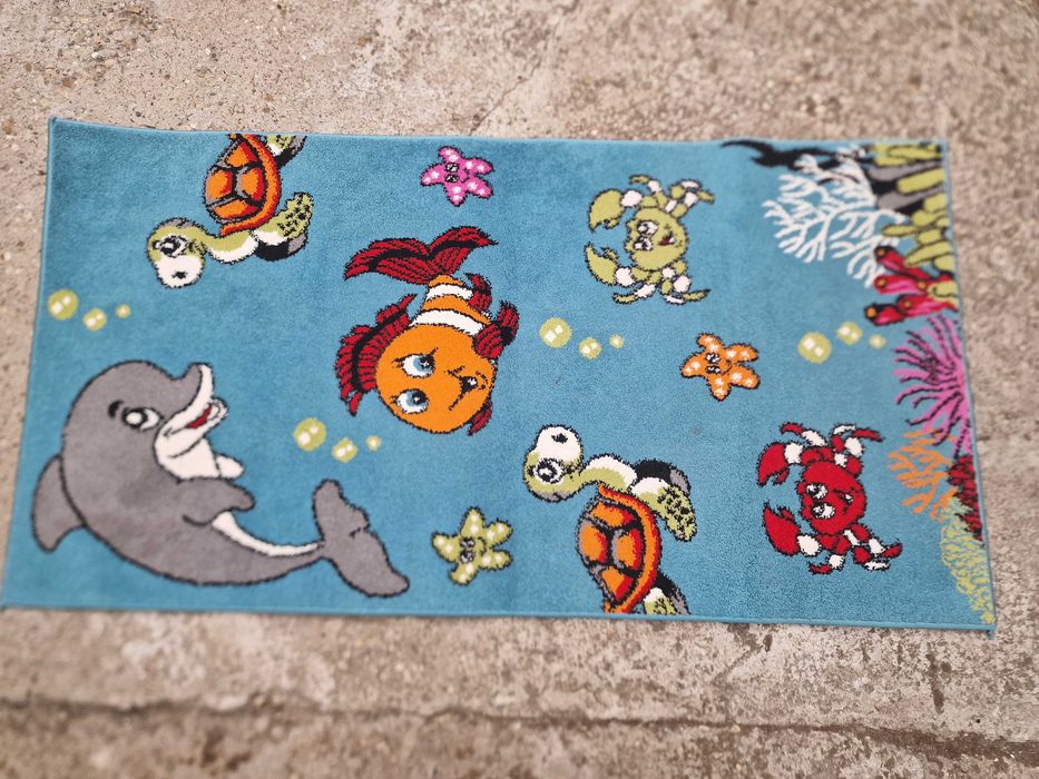 Covor Camera Copii Model Animalute Marime 80 x 150 cm, Albastru