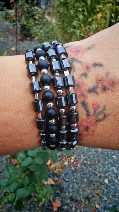 set de 3 bratari pe snur din argint si pietre naturale