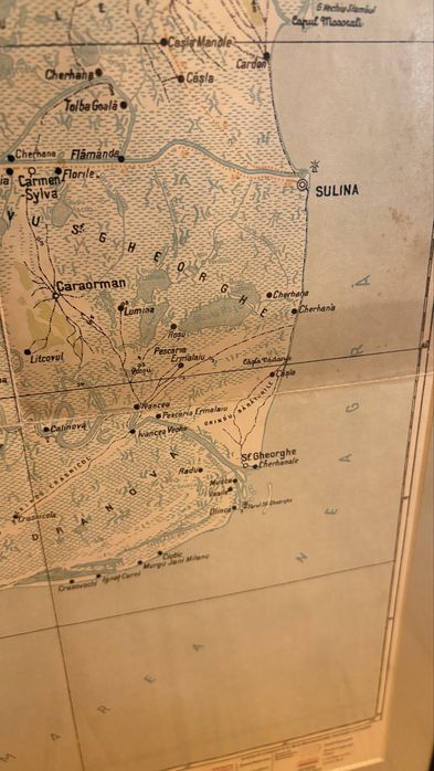 Harta regalista cu zona Ismail (Basarabia), inclusiv Delta Dunarii; 1946