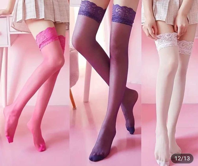 Sale!! Нови секси чорапи 7/8 дълги за жартиери с дантела S_M