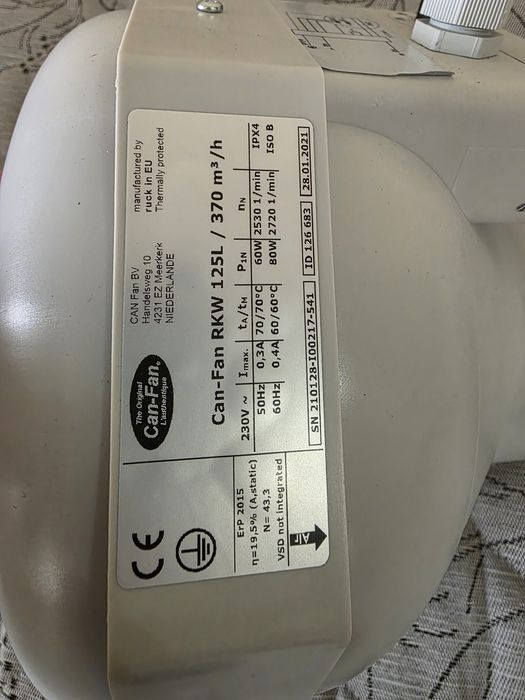 Вентилатор Can-Fan RKW 125l/ 370 m3/h, с контролер на темп