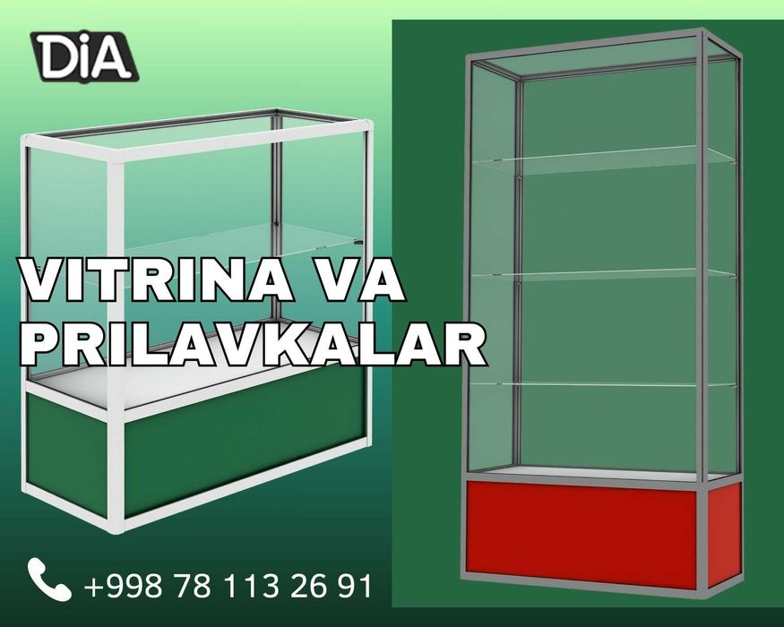 Прилавок витрина, стеклянная, metal oynaly vitrina va prilavkalar