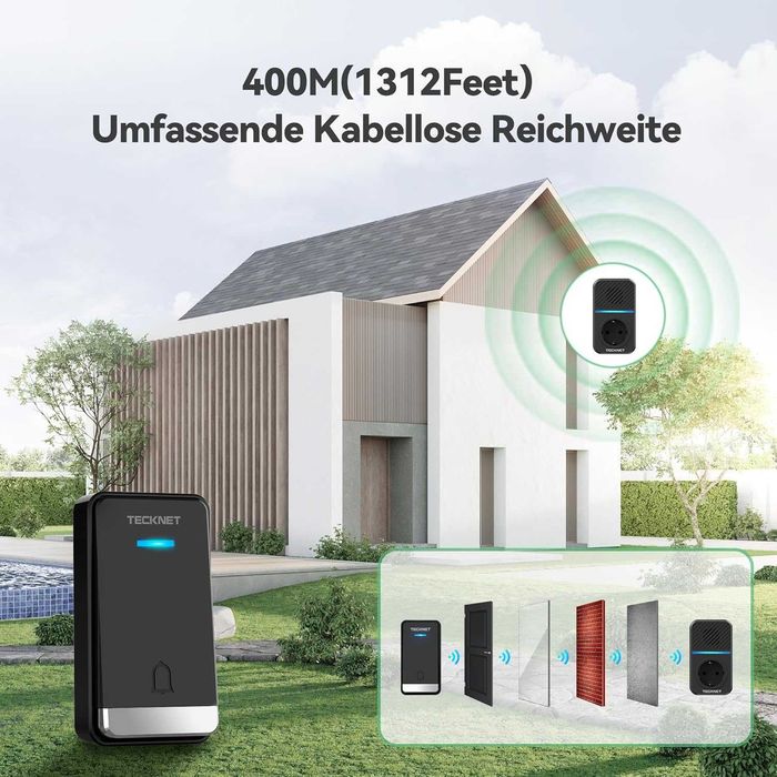 TECKNET безжичен звънец IP65 400м без батерии